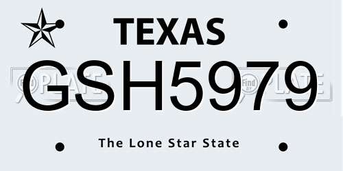 GSH5979 Texas License Plate