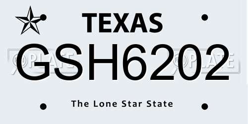 GSH6202 Texas License Plate