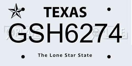 GSH6274 Texas License Plate