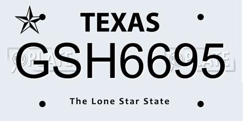 GSH6695 Texas License Plate
