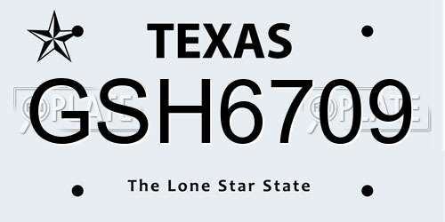 GSH6709 Texas License Plate
