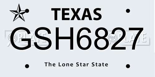 GSH6827 Texas License Plate