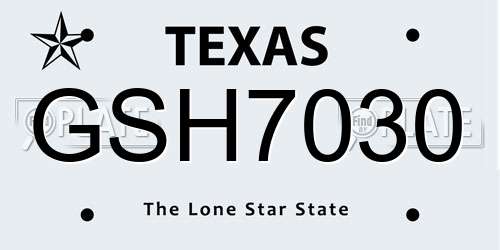 GSH7030 Texas License Plate