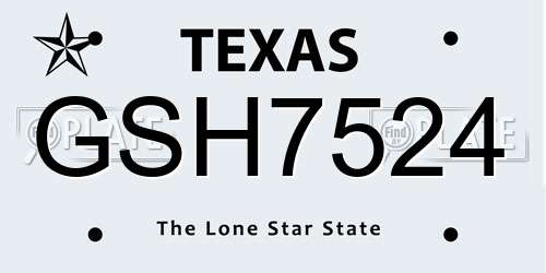 GSH7524 Texas License Plate