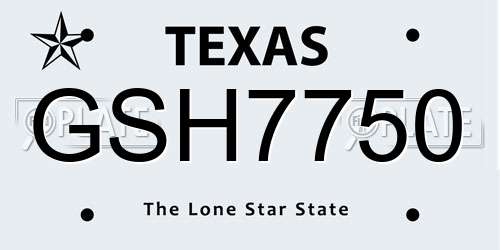 GSH7750 Texas License Plate