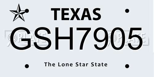 GSH7905 Texas License Plate