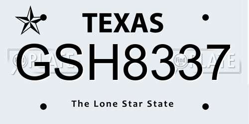 GSH8337 Texas License Plate