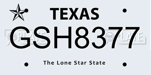 GSH8377 Texas License Plate