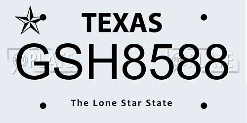 GSH8588 Texas License Plate