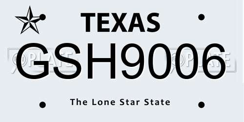 GSH9006 Texas License Plate