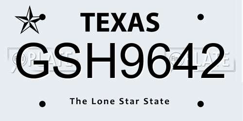 GSH9642 Texas License Plate