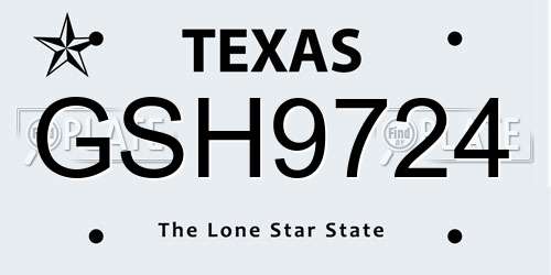 GSH9724 Texas License Plate