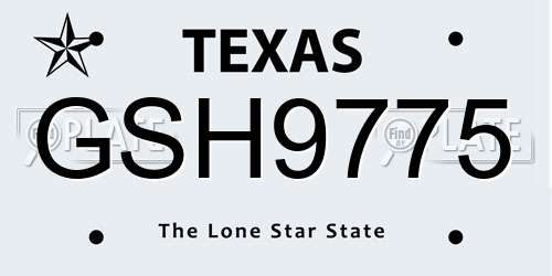 GSH9775 Texas License Plate