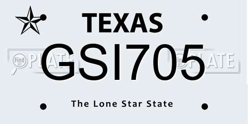 GSI705 Texas License Plate
