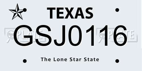 GSJ0116 Texas License Plate