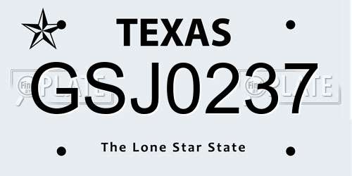GSJ0237 Texas License Plate