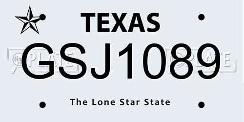 GSJ1089 Texas License Plate