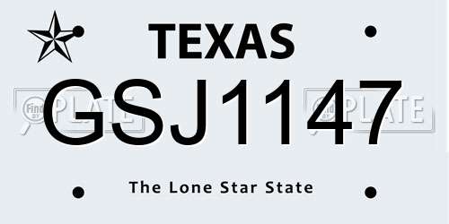 GSJ1147 Texas License Plate