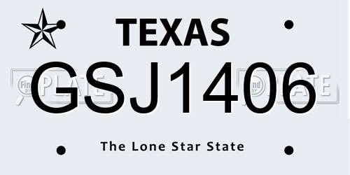 GSJ1406 Texas License Plate