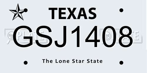 GSJ1408 Texas License Plate