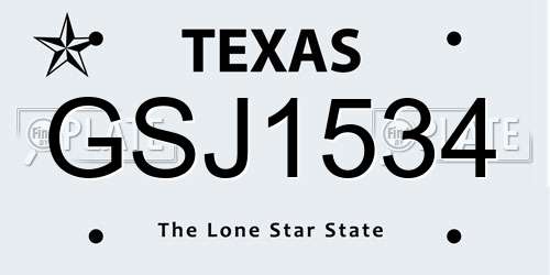 GSJ1534 Texas License Plate
