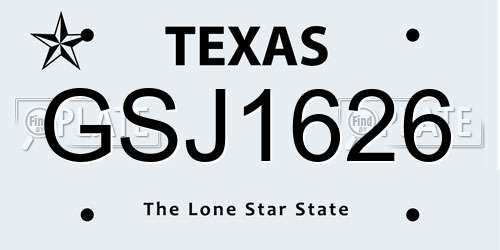 GSJ1626 Texas License Plate