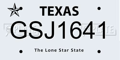 GSJ1641 Texas License Plate