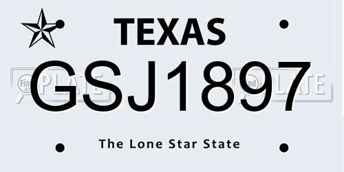 GSJ1897 Texas License Plate