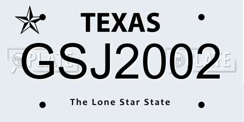 GSJ2002 Texas License Plate