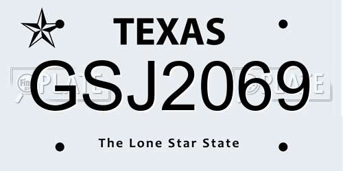 GSJ2069 Texas License Plate