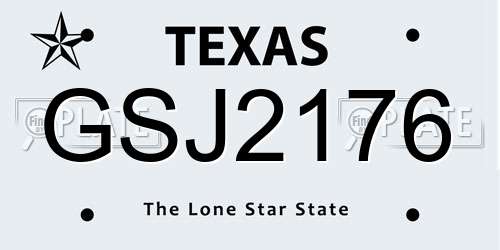 GSJ2176 Texas License Plate