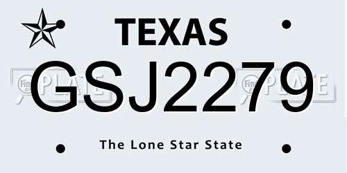 GSJ2279 Texas License Plate