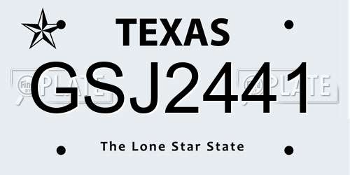 GSJ2441 Texas License Plate