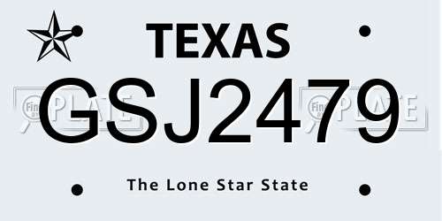 GSJ2479 Texas License Plate