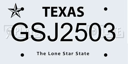 GSJ2503 Texas License Plate
