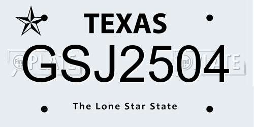 GSJ2504 Texas License Plate