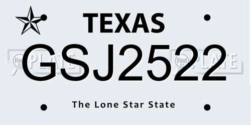 GSJ2522 Texas License Plate