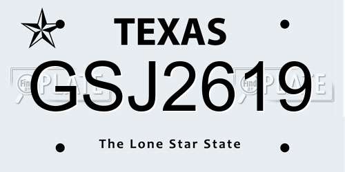 GSJ2619 Texas License Plate