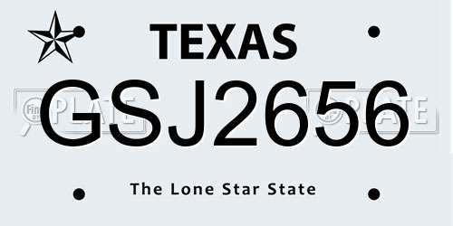 GSJ2656 Texas License Plate
