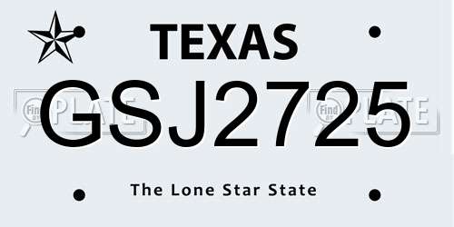 GSJ2725 Texas License Plate