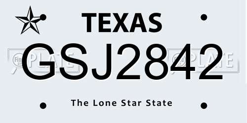 GSJ2842 Texas License Plate