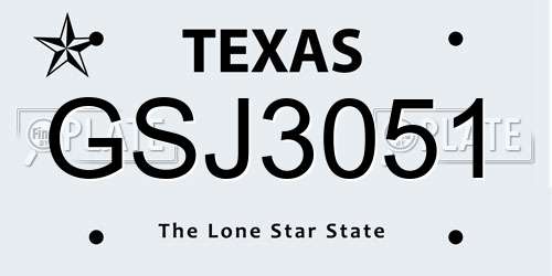 GSJ3051 Texas License Plate
