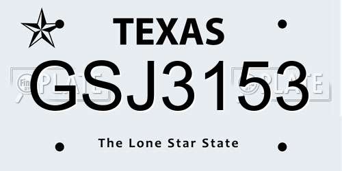 GSJ3153 Texas License Plate