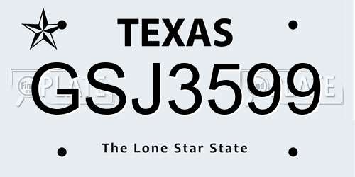 GSJ3599 Texas License Plate