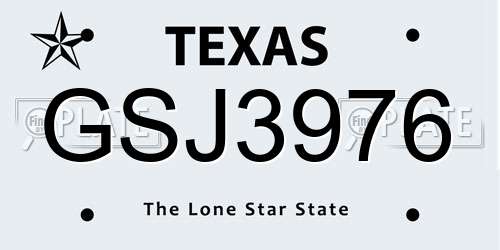 GSJ3976 Texas License Plate