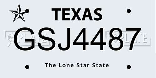 GSJ4487 Texas License Plate