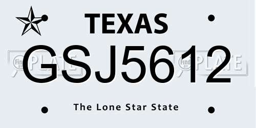 GSJ5612 Texas License Plate