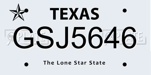 GSJ5646 Texas License Plate