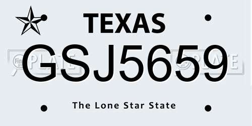 GSJ5659 Texas License Plate