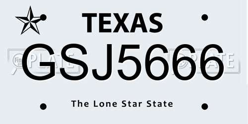 GSJ5666 Texas License Plate
